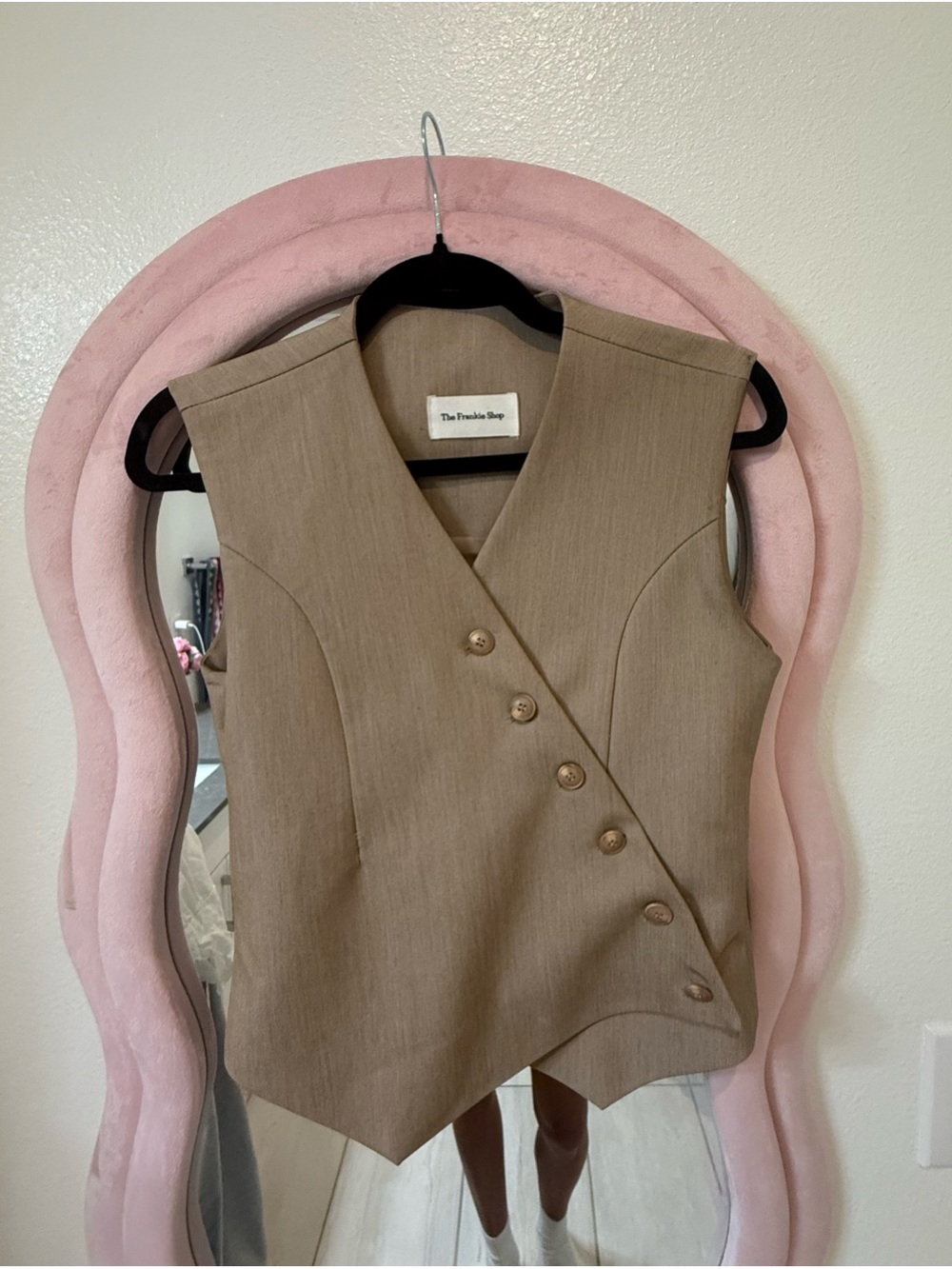 The Frankie Shop Taupe Asymmetric Button Vest